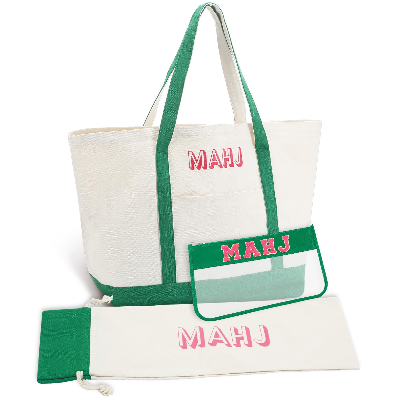 Sunnymove mahjong bag with green embroidery keeps your set organized and stylish.