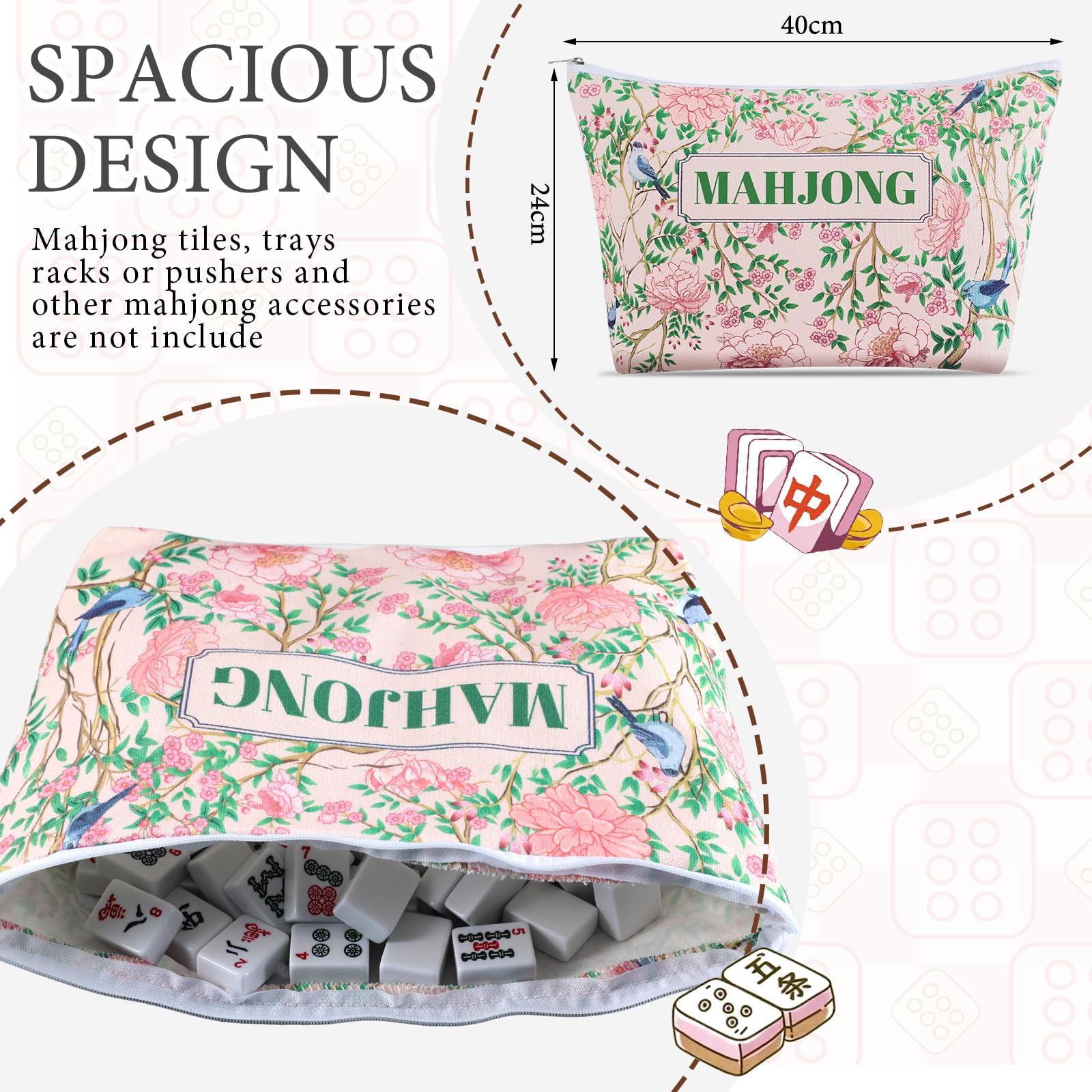 Sunnymove mahjong carrying bag open design reveals spacious interior.