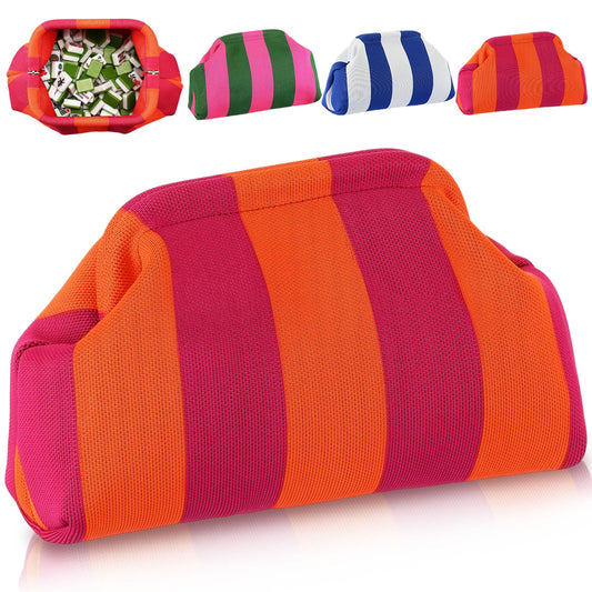 Sunnymove mahjong tile bag crochet striped red for portable game storage on the go.