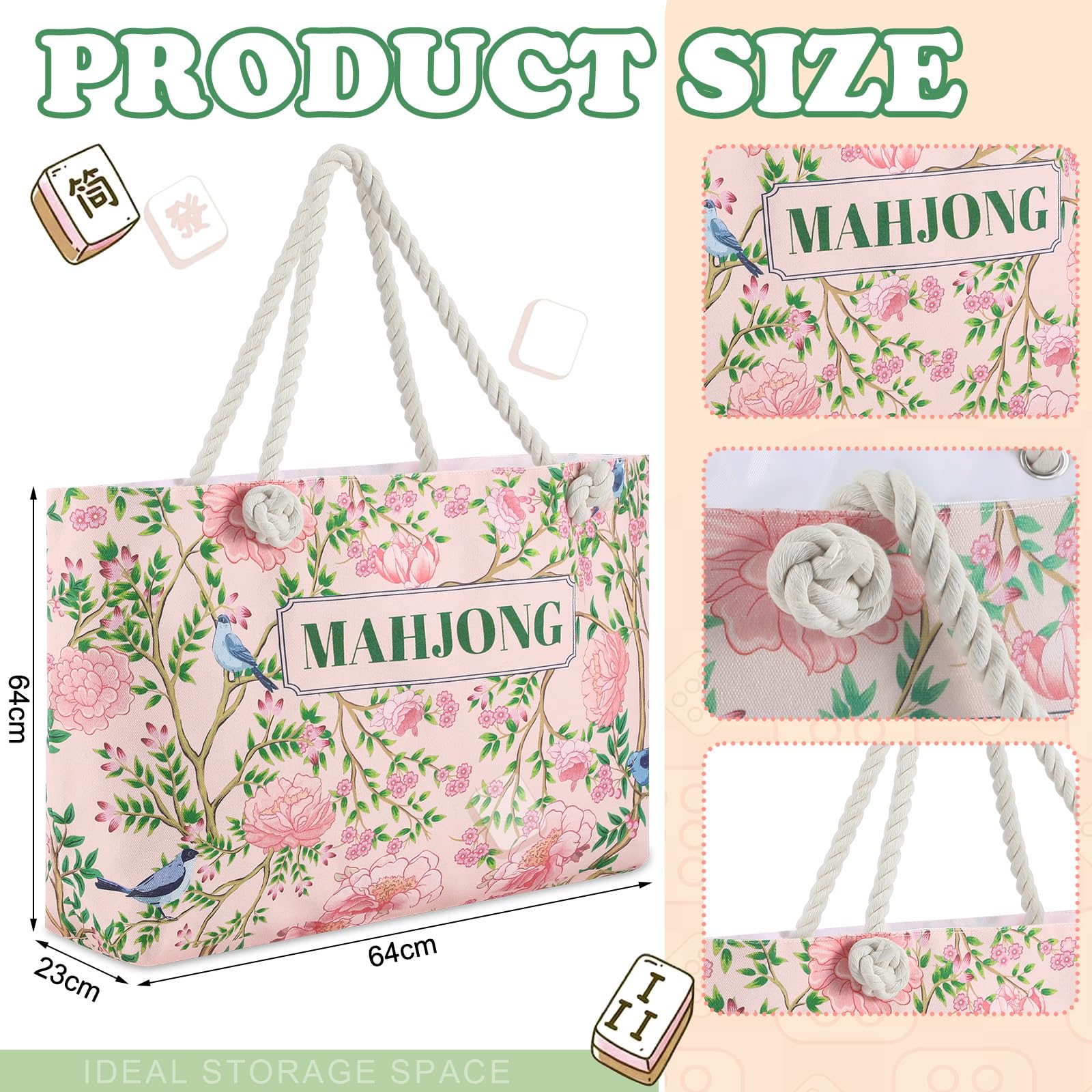 Sunnymove mahjong tote side view showing portable design for travel.