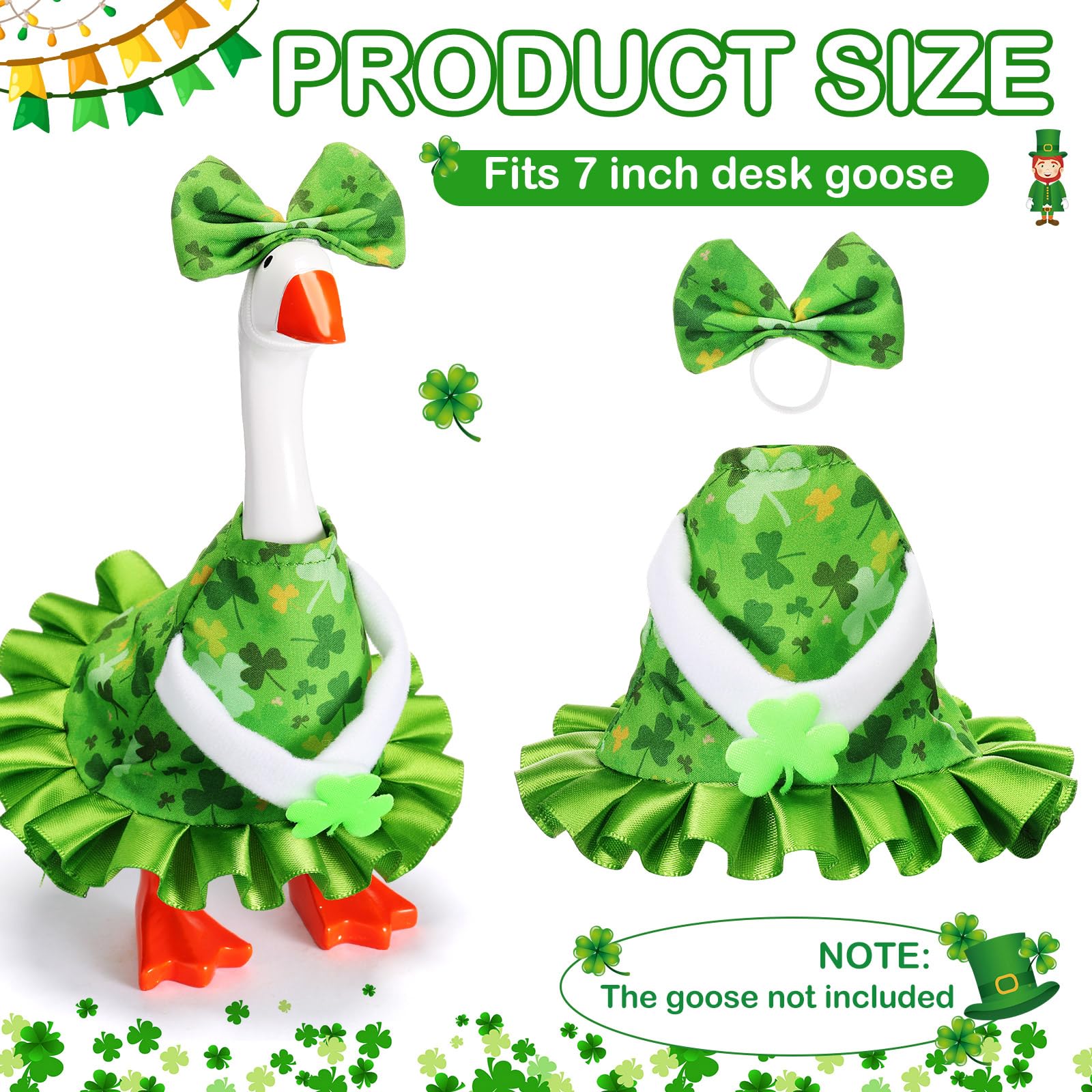 Sunnymove St Patrick's Day goose bow hat completes a coordinated holiday look.
