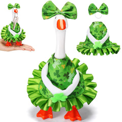 Sunnymove St Patrick's Day goose dress adds festive flair to your desk goose statue.