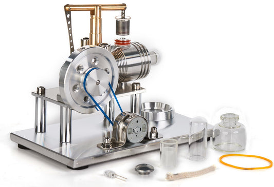 Sunnytech hot air Stirling engine SC02M assembly in action for classroom display.