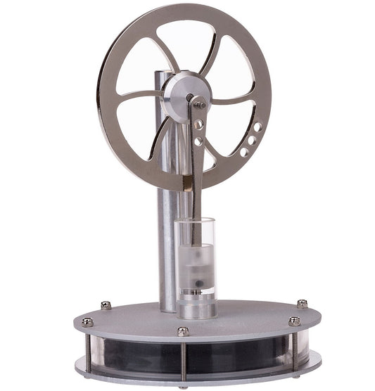 Sunnytech low-temperature Stirling engine base showcases elegant stainless steel and a stable desk display.