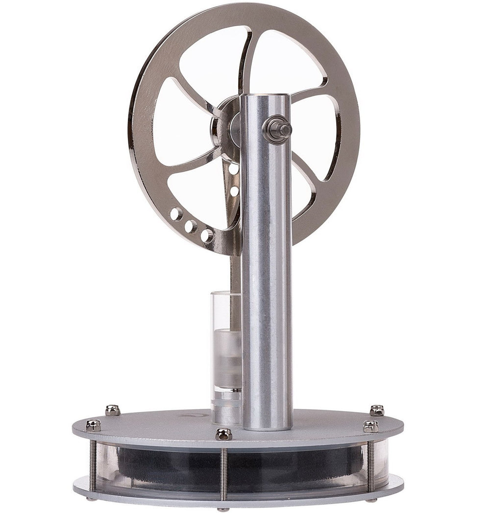 Sunnytech low-temperature Stirling engine glass cylinder offers a clear view of internal motion.