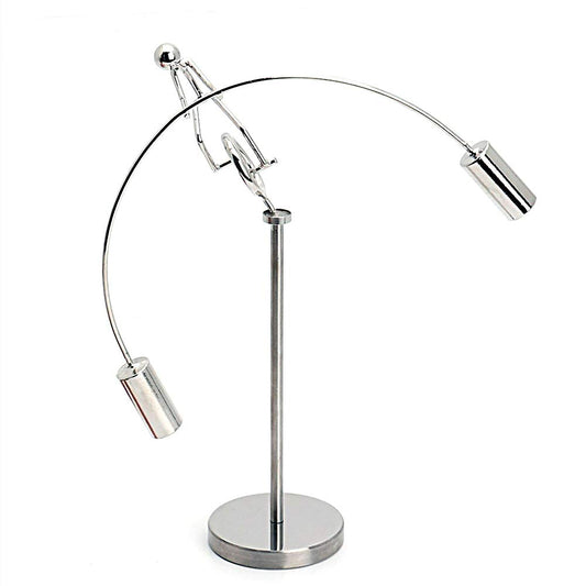 Sunnytech Unicycle Weightlifter in metallic design on desk, a striking kinetic sculpture.