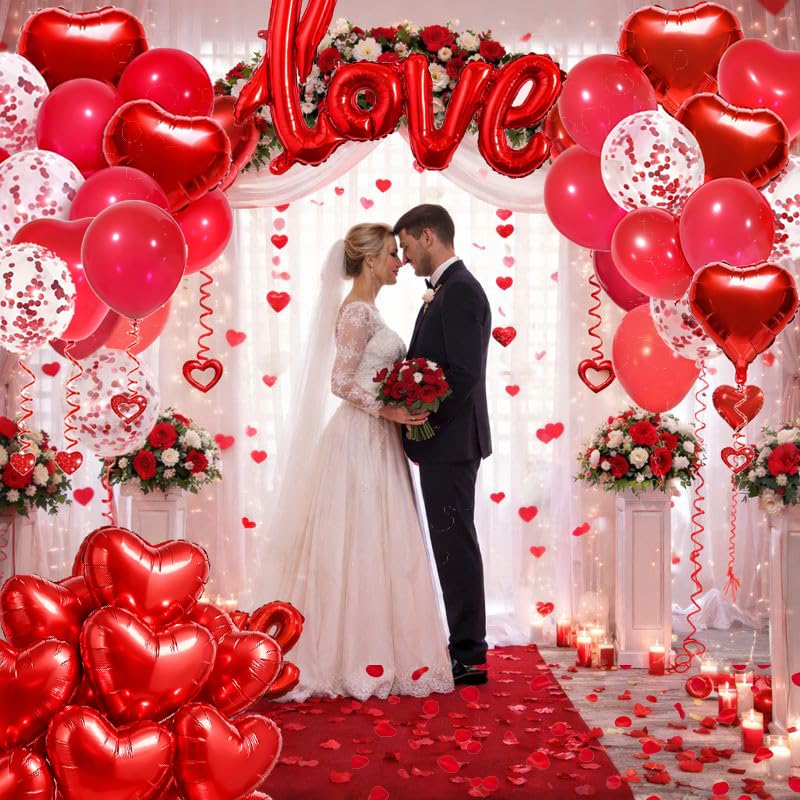SUNPROUND 12in red latex confetti balloons add whimsy to celebrations