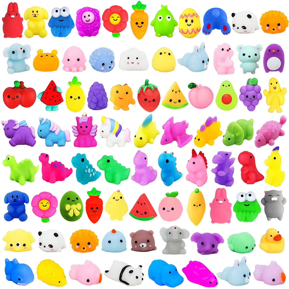 SUNPROUND 200Pcs squishies set with dinosaurs for tactile play and classroom prizes.