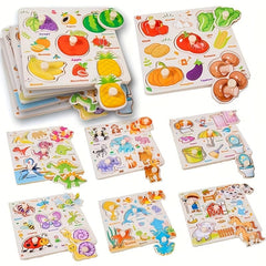 SUNPROUND wooden peg puzzle animal for toddlers improves fine motor skills and color recognition