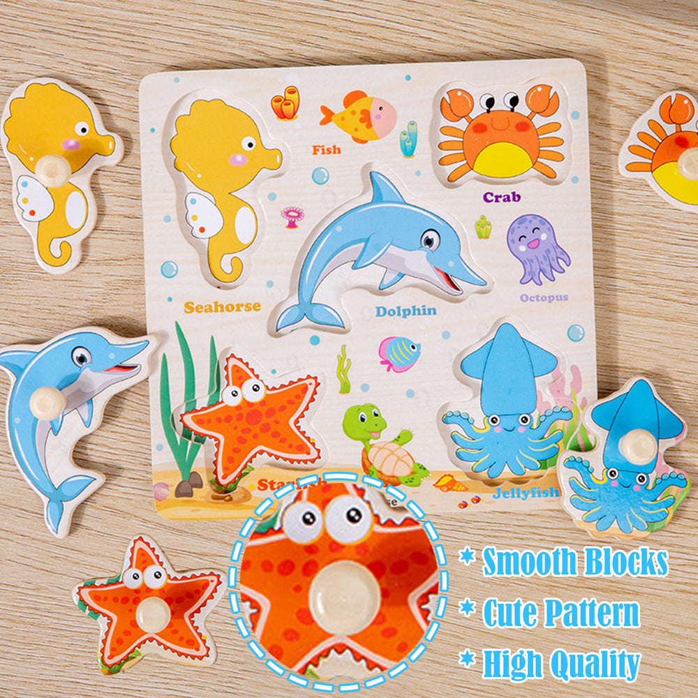 SUNPROUND dinosaur peg puzzle promotes hand-eye coordination and curiosity