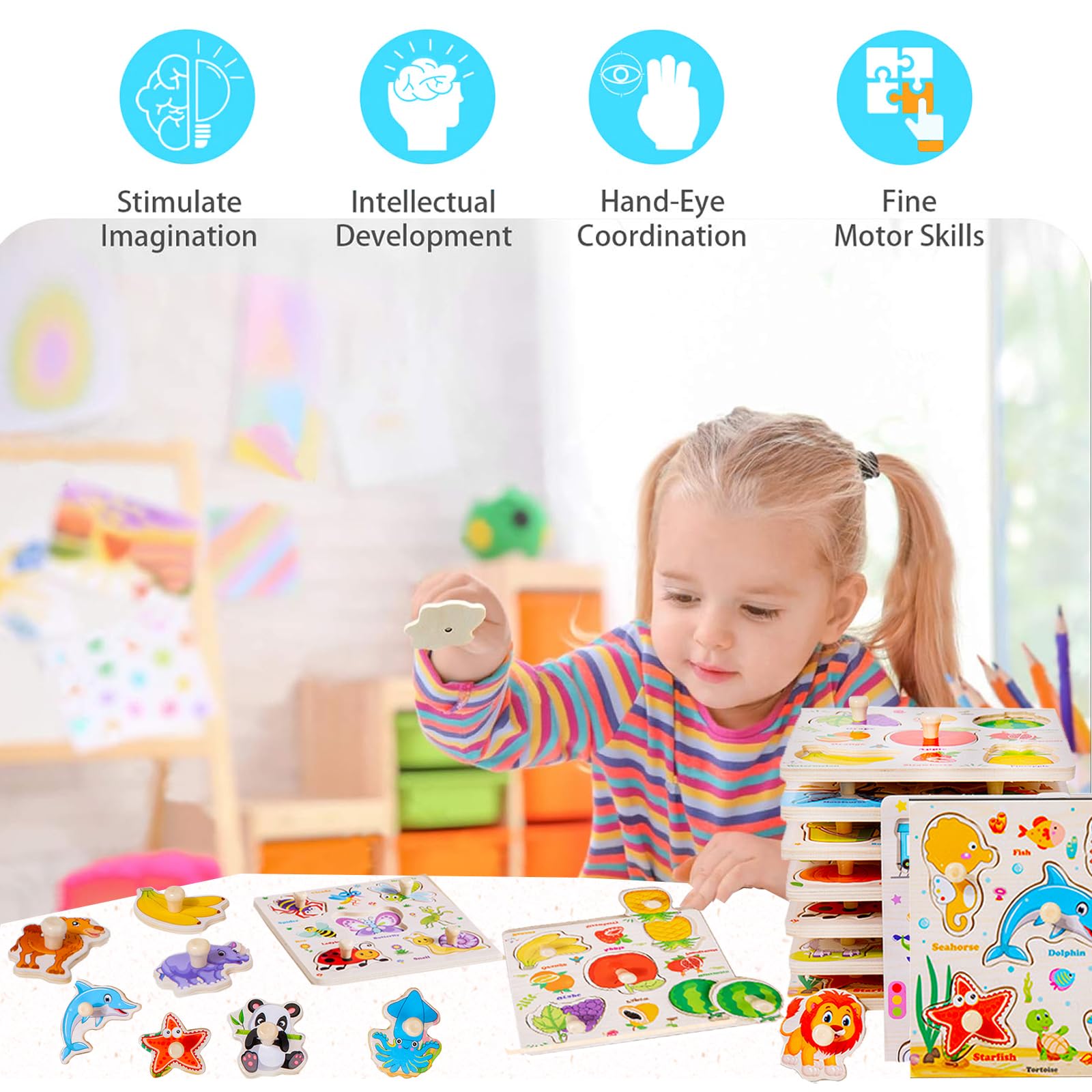 SUNPROUND farm peg puzzle teaches object identification and memory