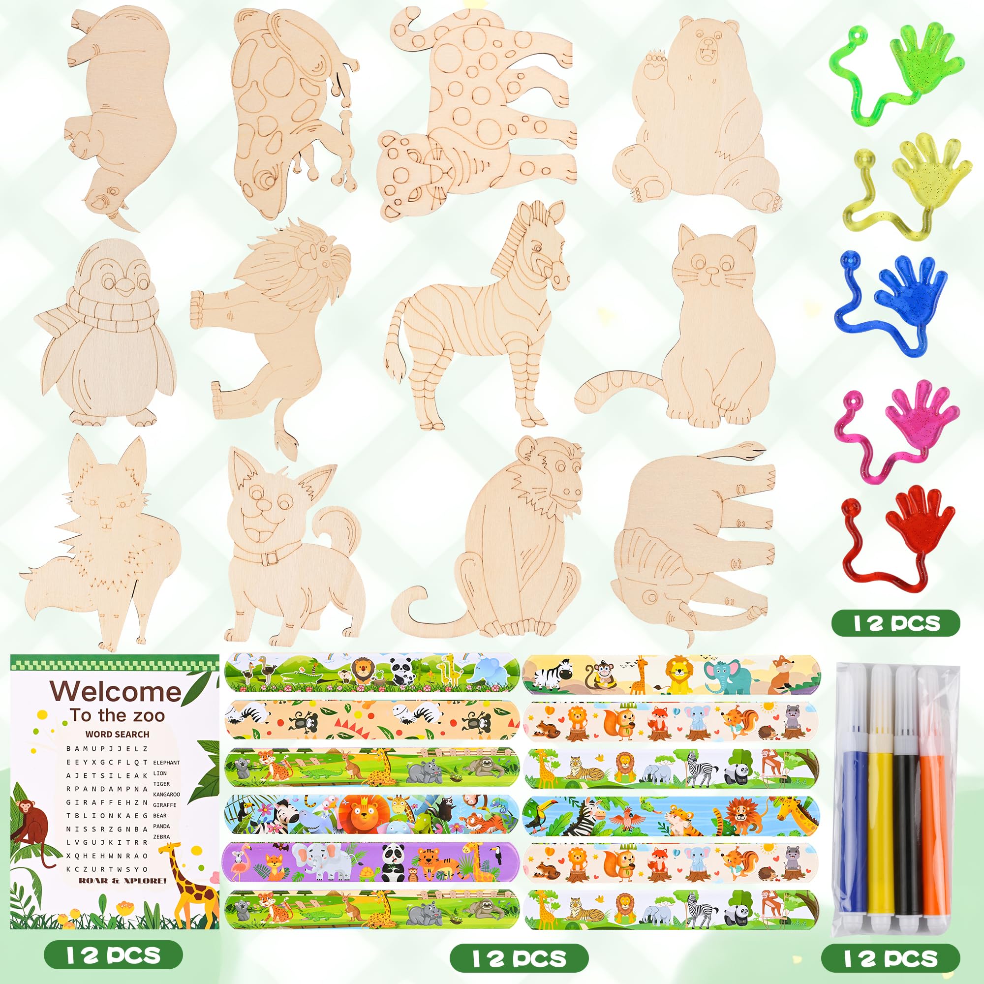 SunQiva word search cards featuring safari animals for learning