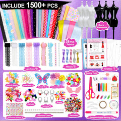 Sunrad 1500+ fabrics variety pack offers rich textures for vibrant dress designs.