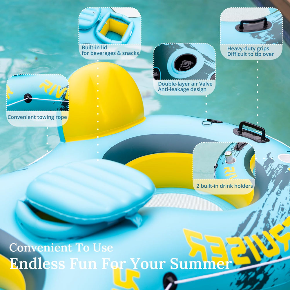 Sunrio built-in cup holder keeps drinks within easy reach.