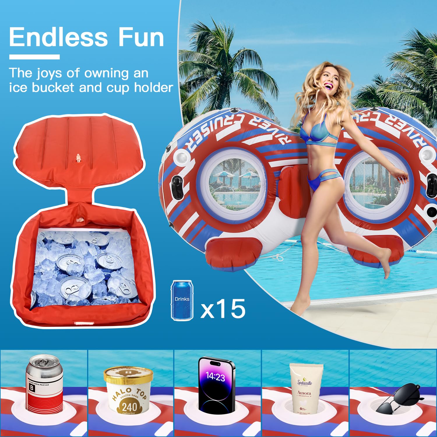 Sunrio heavy-duty handles on the tube offer a firm grip during loading and riding.