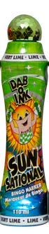 Sunsational Bingo Dauber Lime with comfort grip bottle enables precise stamping.