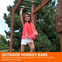 Sunshine Farmre sturdy steel rungs support active kids during play sessions.