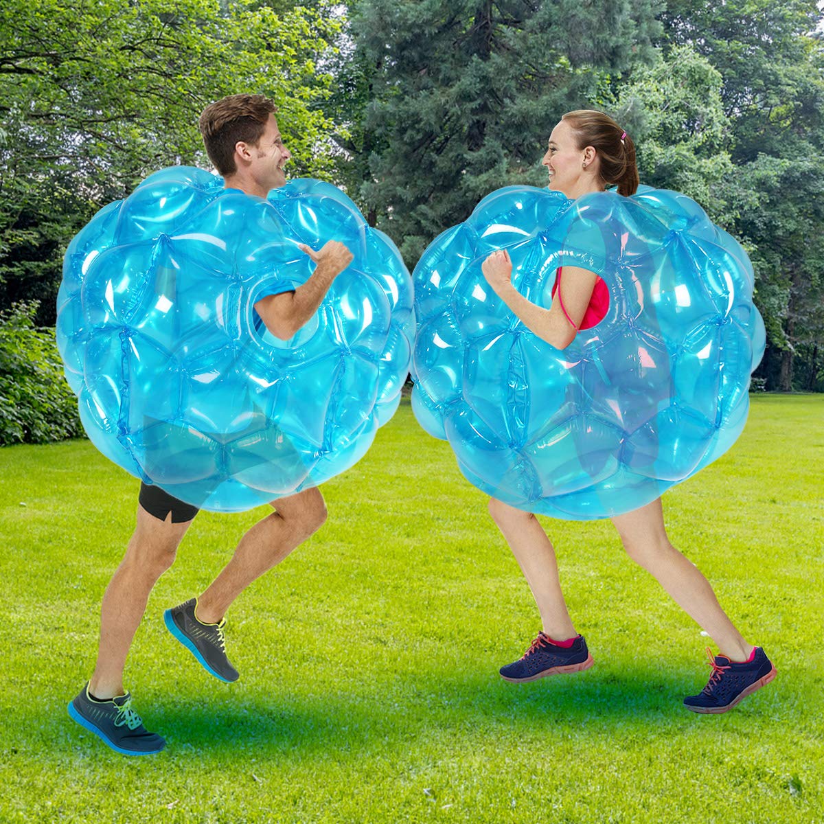 SUNSHINEMALL 2-pack inflatable bumper balls for giant outdoor play and coordination.