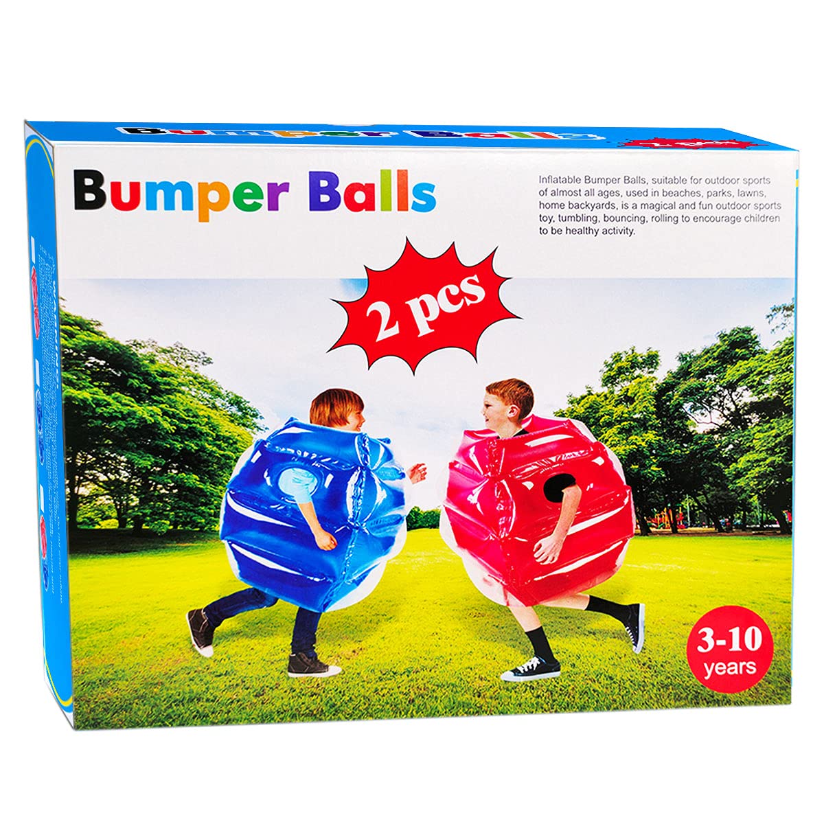 SUNSHINEMALL Sumo Balls 26inch blue front view for outdoor play and safe fun