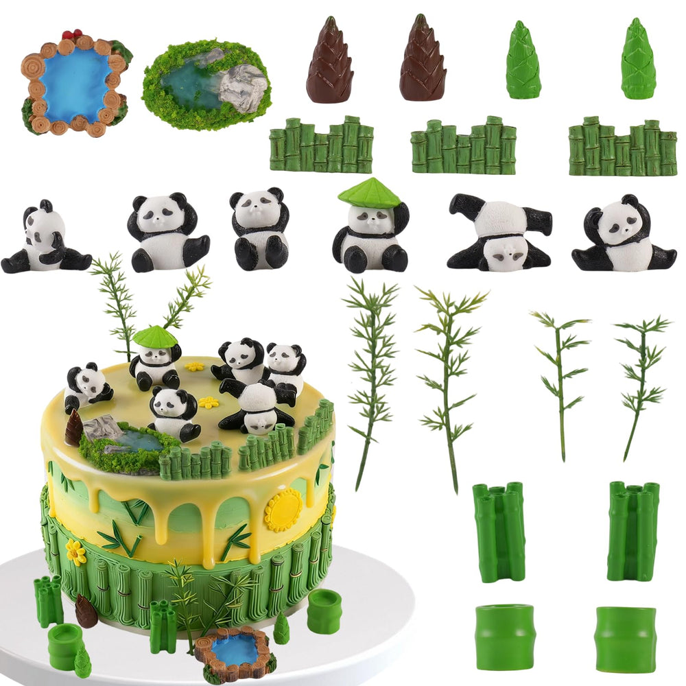 Sunshuang panda cake toppers 23pcs set adds playful charm to birthday cakes