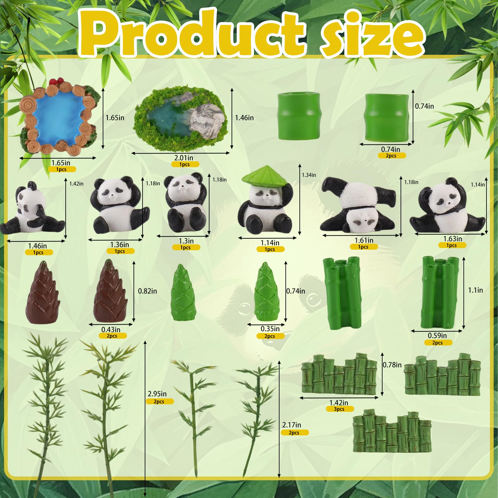 Sunshuang panda figures 6pcs showcase cute characters for party dessert displays