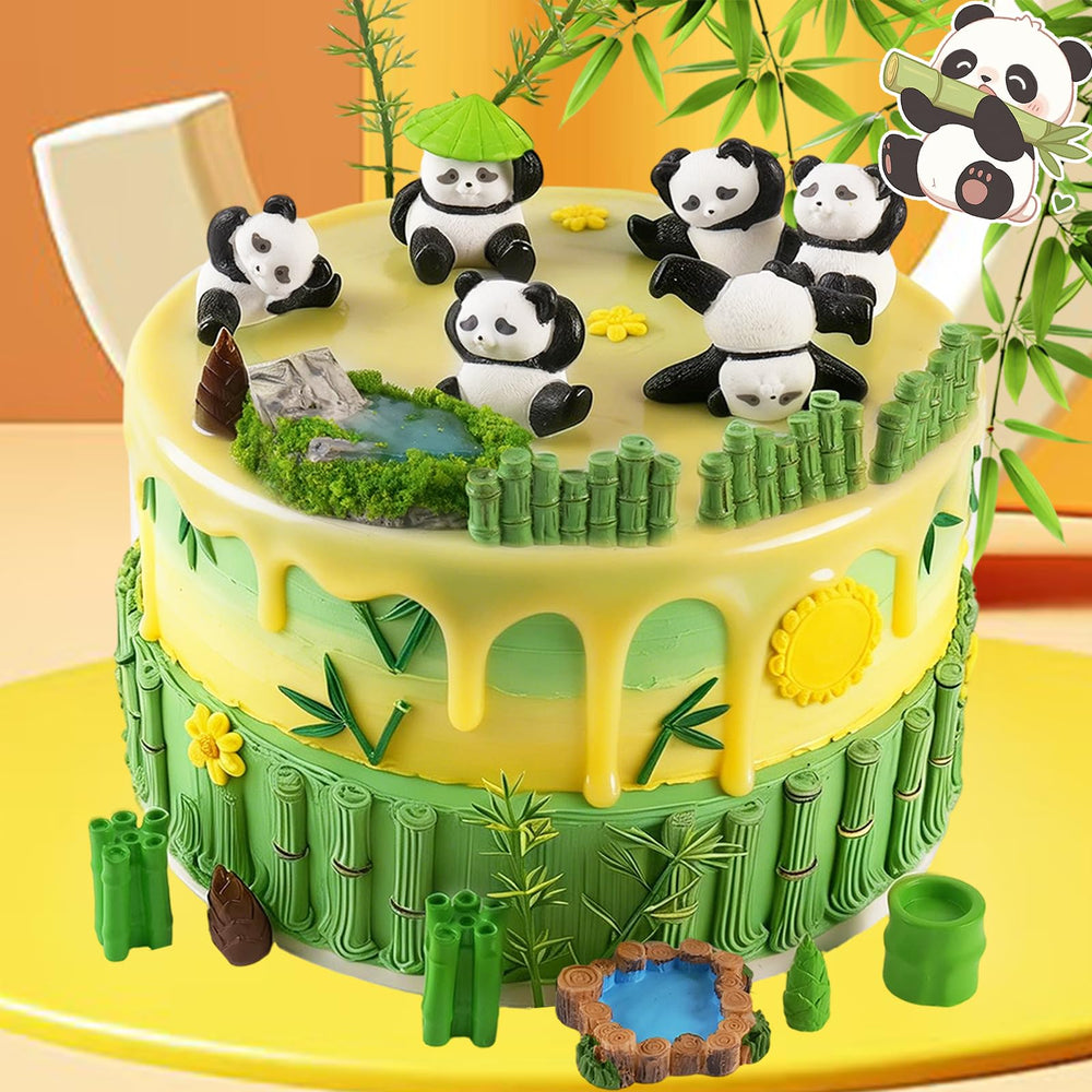 Sunshuang water pools and fences 5pcs create playful panda habitats on cakes