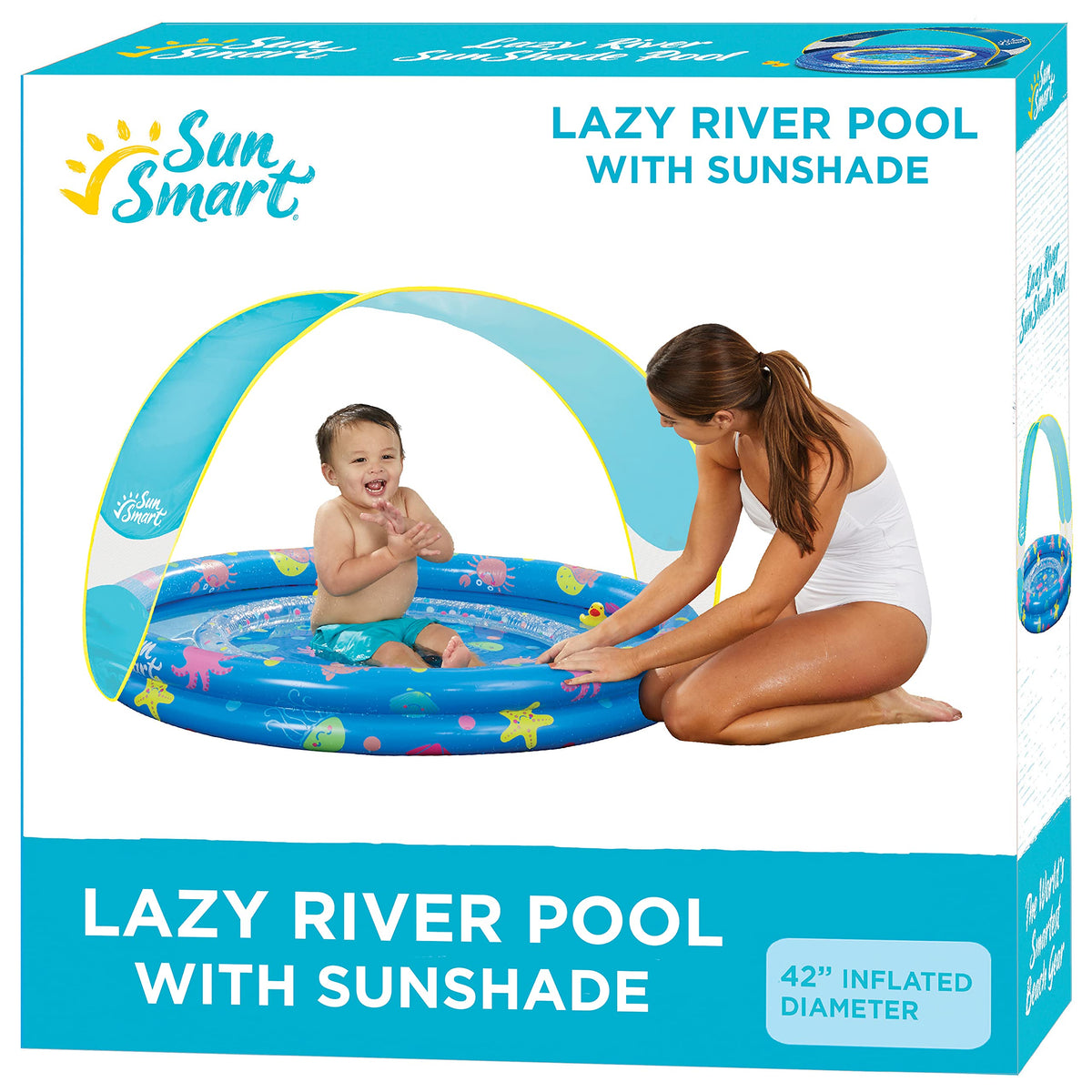 SunSmart Lazy River Kiddie Pool with duckies for endless backyard splash fun.
