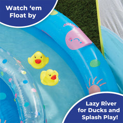 SunSmart pool with two toy duckies enhancing imaginative water play.