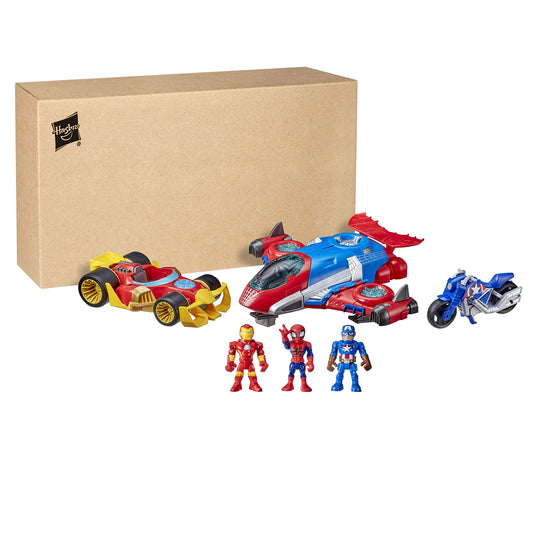 Spiderman figure fits inside Super Hero Adventures Jetquarters for action-packed storytelling
