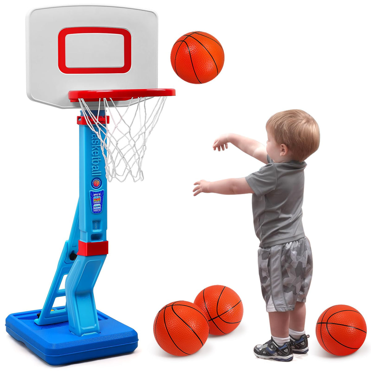 SUPER JOY toddler hoop base provides stable support for indoor and outdoor play