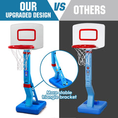 SUPER JOY height-adjustable hoop adapts as kids grow taller and more skilled