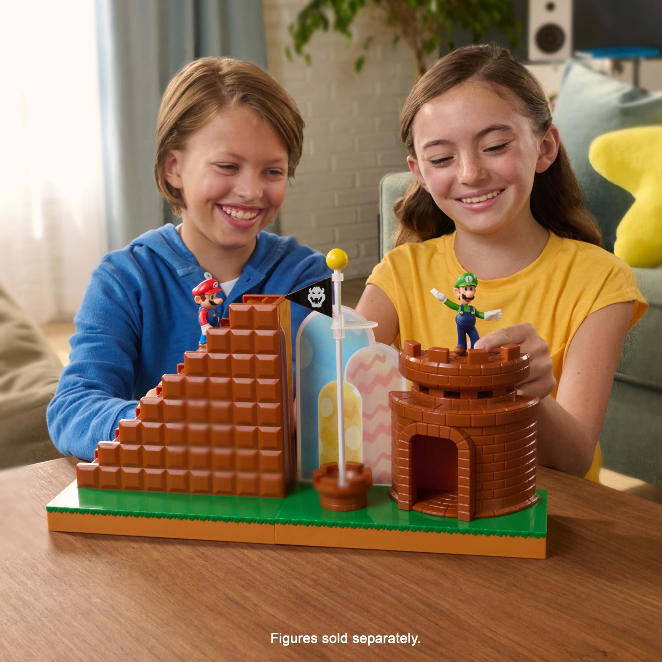 Super Mario base platform provides sturdy staging for display and play.