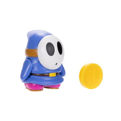 Super Mario Blue Shy Guy poseable figure showing poseability and multiple display options.