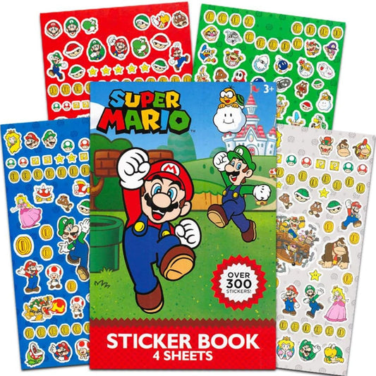 Super Mario Brothers UPD sticker pad cover with vibrant character designs for kids' crafts.