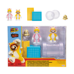 Super Mario Cat Mario diorama figure in dynamic pose for display and play