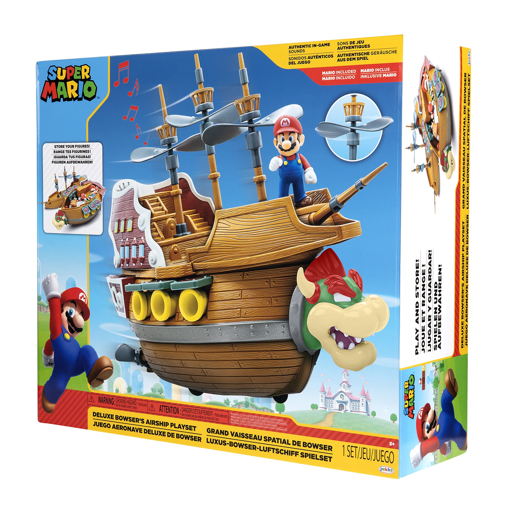 Super Mario Bowser Airship packaging contents depict the set.