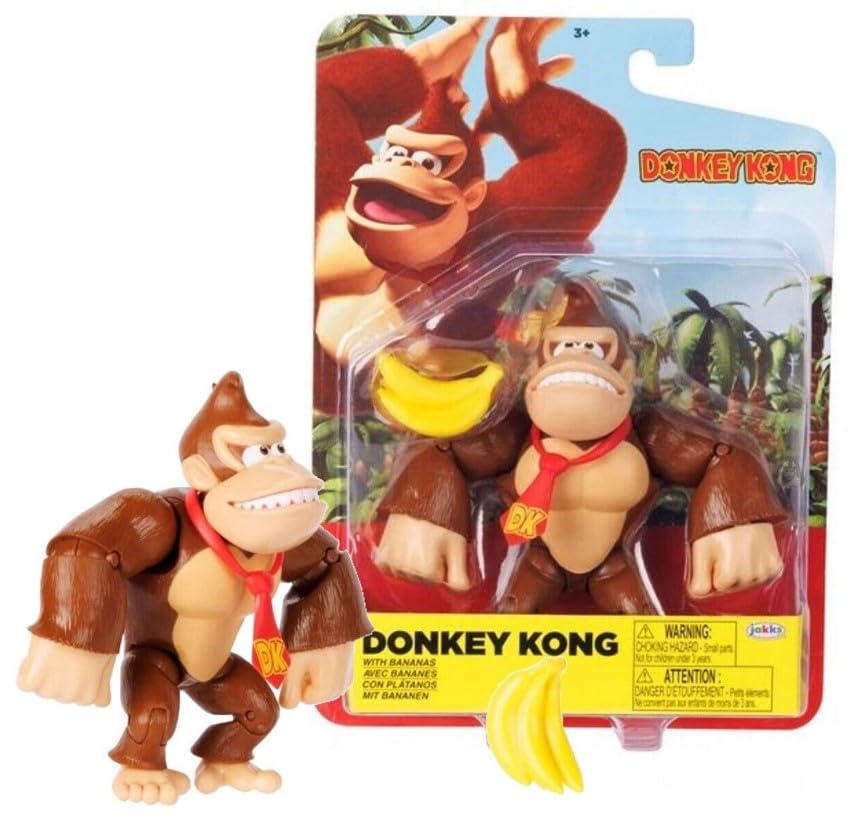 Super Mario Donkey Kong with Bananas 4-inch action figure, ideal for display and nostalgic play.