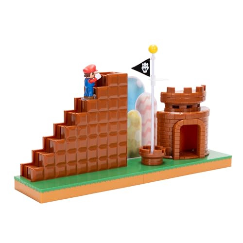 Super Mario flagpole accessory supports dynamic moves during pretend missions.