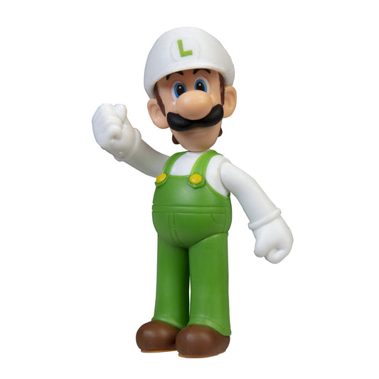Super Mario Luigi fire figure side profile, great for dynamic display and imaginative play.