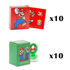 Super Mario party favors stickers sheet adds colorful designs for loot bags and prizes.