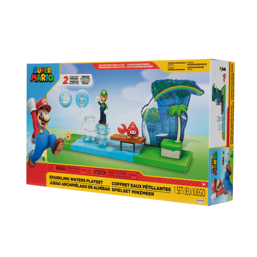 Multiple levels to display figures in the Super Mario Sparkling Waters playset
