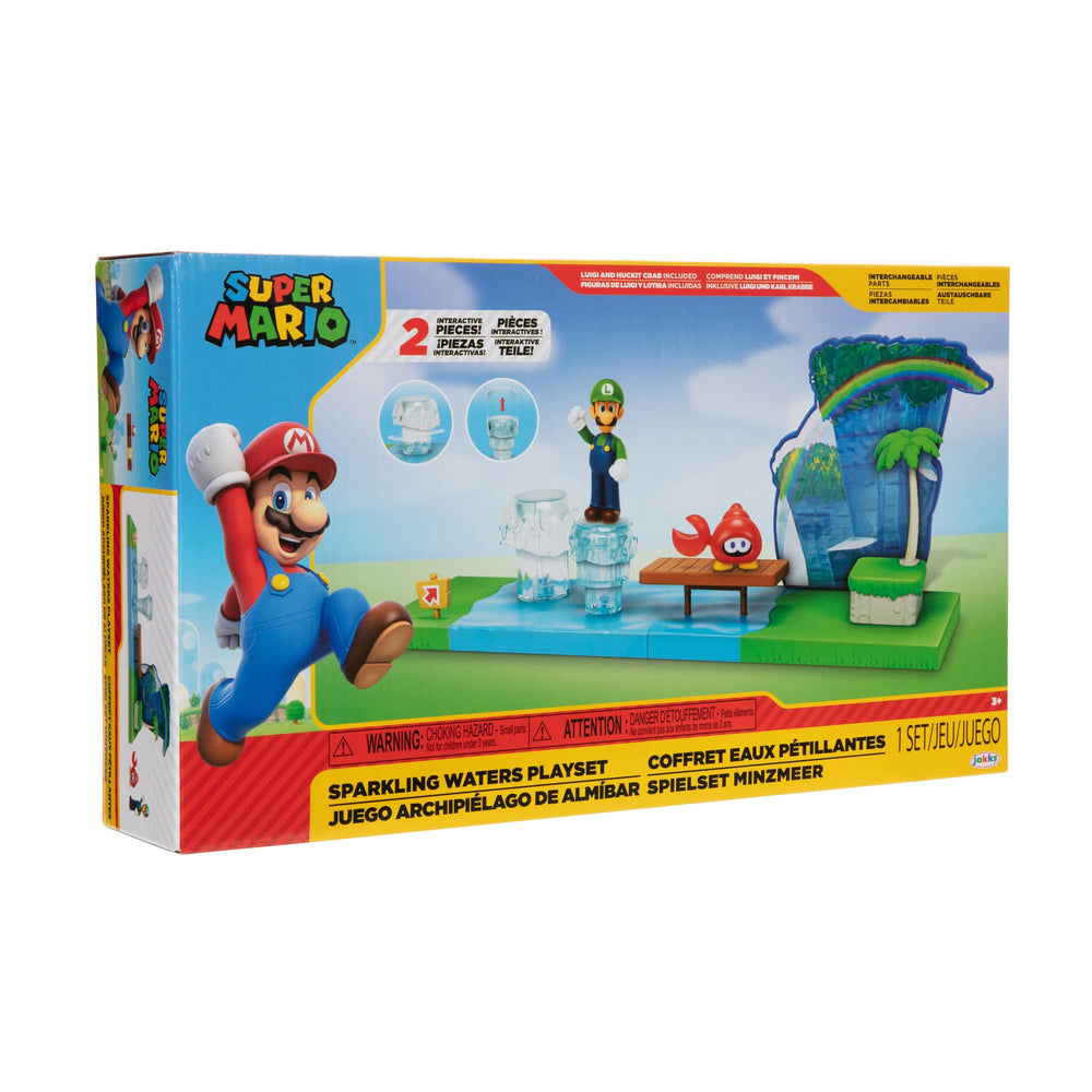 Vibrant tropical theme of the Super Mario Sparkling Waters playset