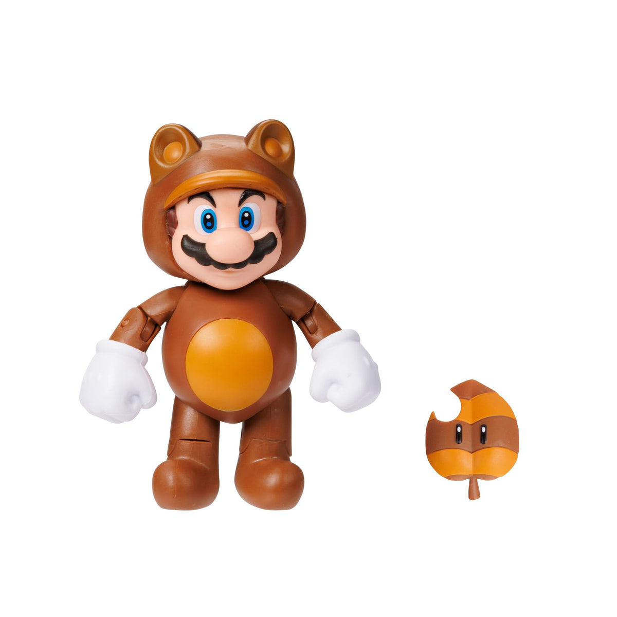 Super Mario Tanooki Mario with Leaf figure, poseable for imaginative play.