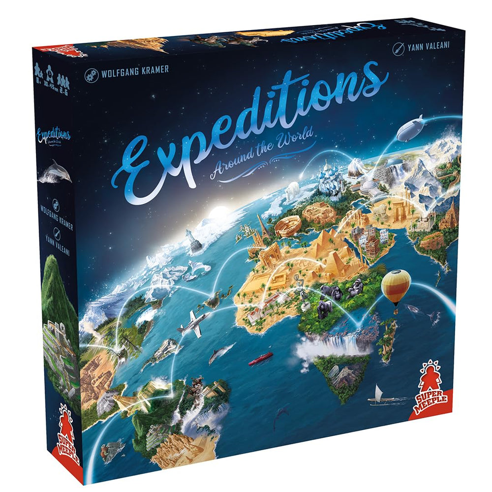 Super Meeple Expeditions world map visual for immersive family exploration.