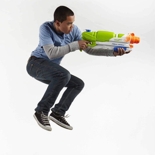 Super Soaker Barrage modes-scatter shows wide-area wetting on multiple targets.