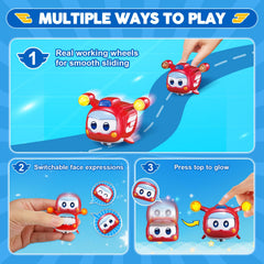 Super Wings Donnie face-change pet showcases four expressive looks for storytelling.