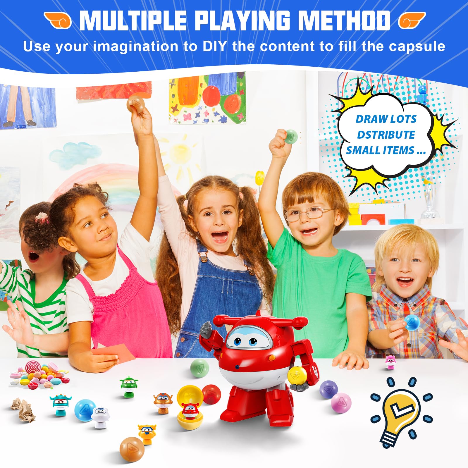 Super Wings colorful balls showcase versatile contents for sharing and fun