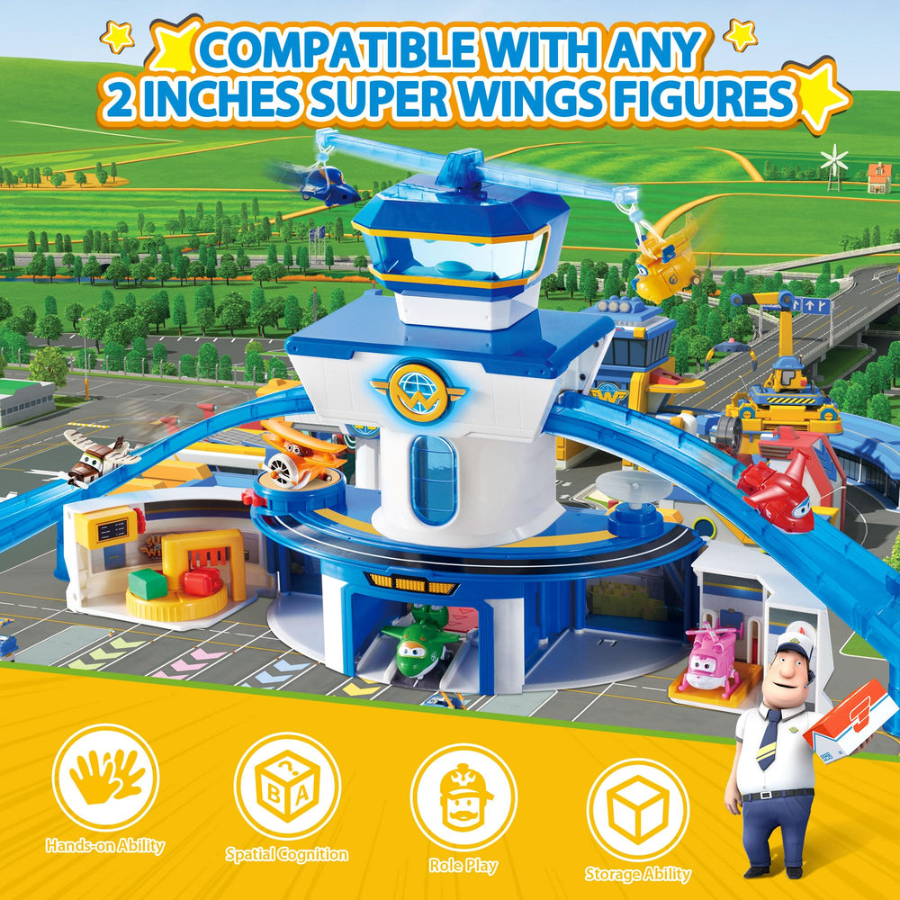 World Airport Playset elevator action demonstrates figure lifting for dramatic arrivals.
