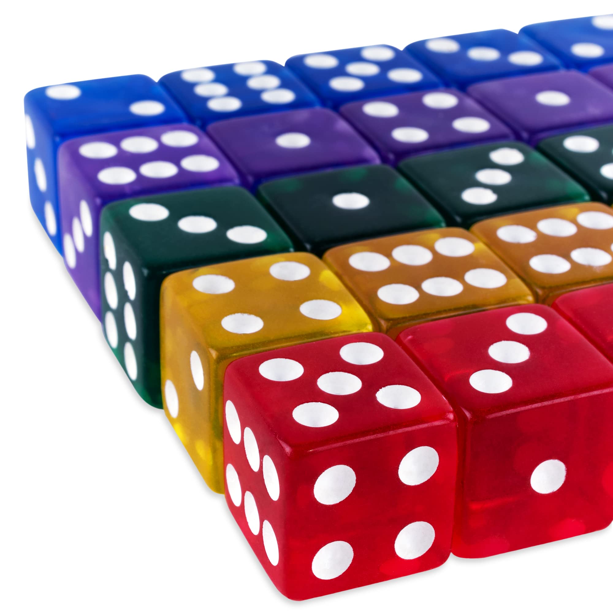 Super Z Outlet translucent multicolor 16mm dice easy-to-see dots for quick learning.