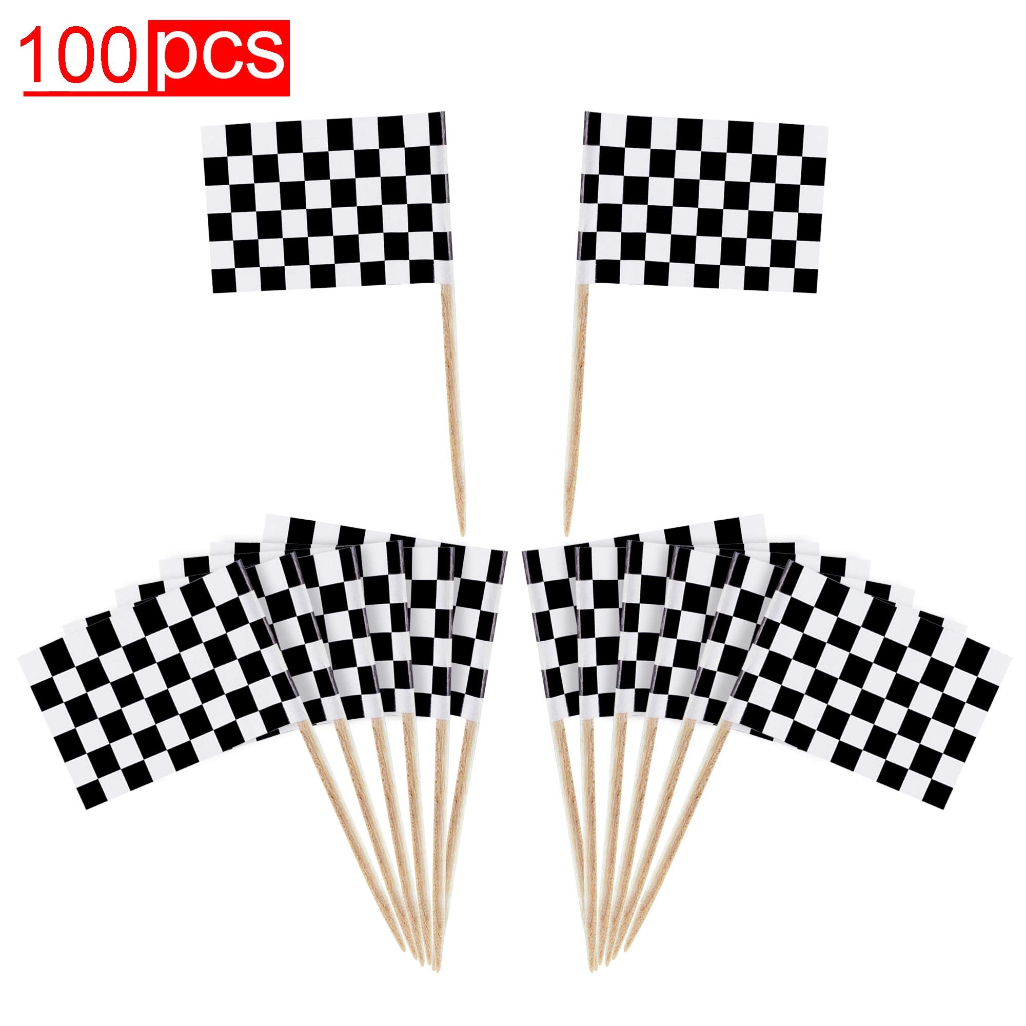 Super Z Outlet racing flags decorate cupcakes and treats on a festive table.